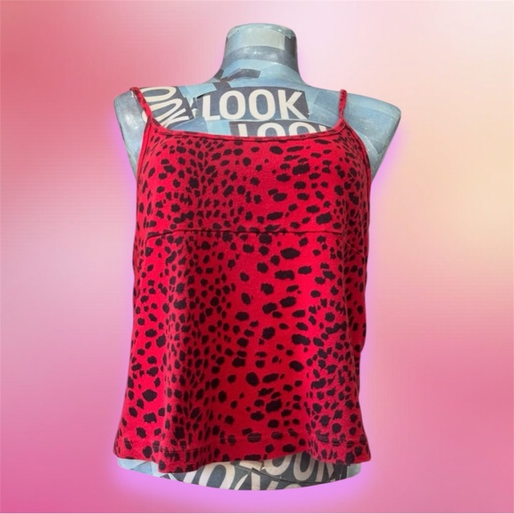 Y2K Vintage Victoria’s Secret Animal Print Cami Tank Top in Red & Black sz Small - Picture 5 of 9